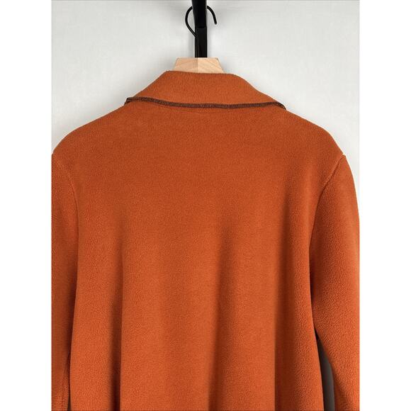 Maralyce Ferree Jacket Womens Large Orange Fleece Coat Wrap Oversized Lagenlook - Picture 7 of 11